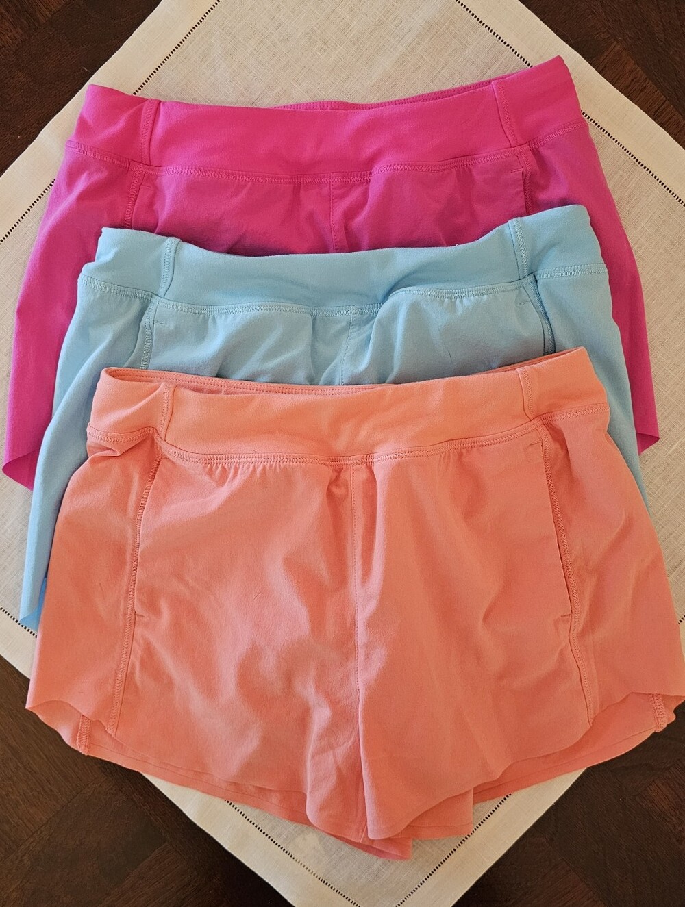 Athleta Girl On Your Mark Active Running Short Sz M Lot Of 3 Pink, Blue Coral